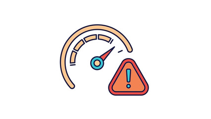 System Performance Warning Icon Showing Critical Level, Slow Speed, or Overload Alert Indicator