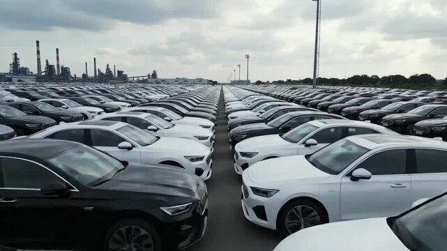 Rows of parked cars in a lot