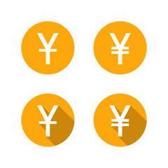 Obraz premium Chinese Yuan and Japanese Yen icon with long shadow. Money currency symbol. Asian economy and finance sign