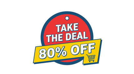 80% Off Sale Announcement, Online Shopping, Graphic Design, Vibrant Environment, Eye-Level View