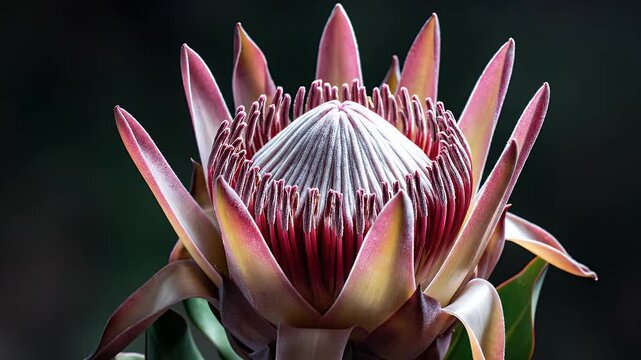 Stunning Close-Up of a Protea Flower in Full Bloom, Botanical Beauty.