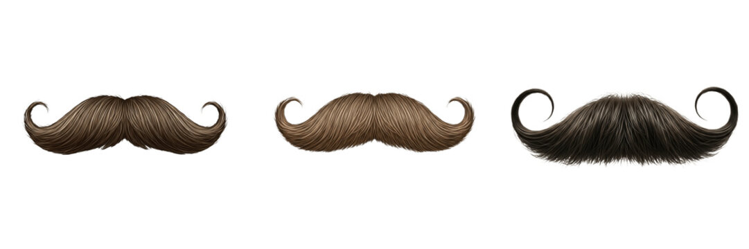 Set of Vintage Handlebar Moustache Styles Isolated on White Background