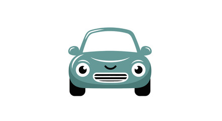 Fototapeta premium Cute Cartoon Car Vector Illustration, Friendly Character Design, Children's Transportation Concept, Isolated on White Background