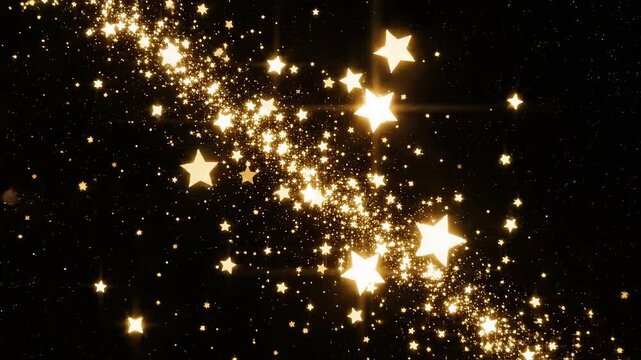 Golden stars and sparkles in space
