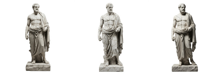 Obraz premium Set of Ancient Greek Philosopher Statues Isolated on White Background