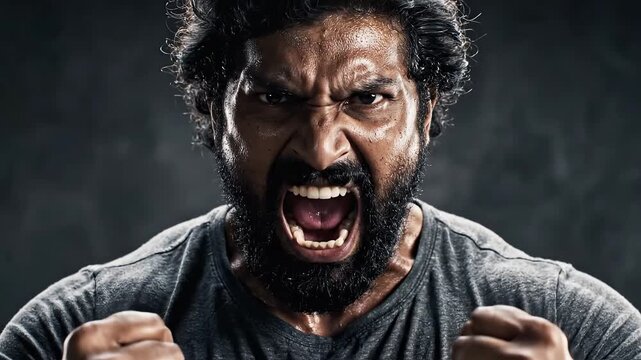 intense man with angry expression