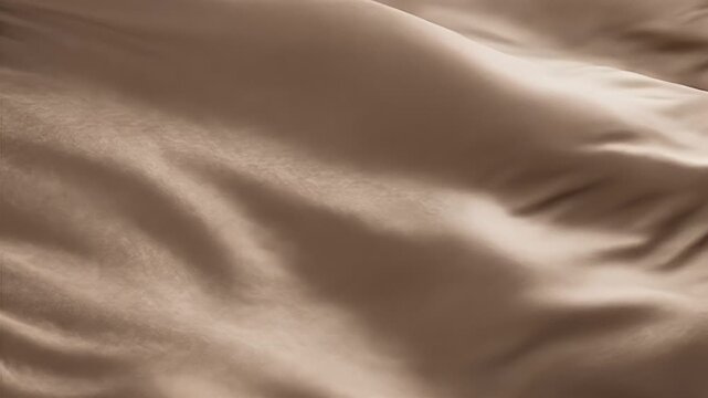 Close-up of beige fabric with soft folds and shadows, elegant texture.