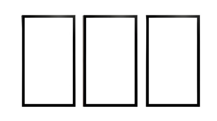 Three Blank Frames: A minimalist visual featuring three empty picture frames, offering versatile potential for displaying art, photographs, or creative content.