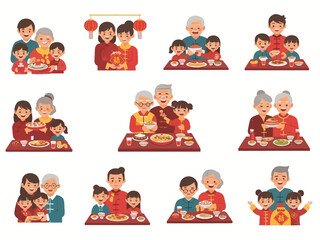 Fototapeta premium Warm Family Gathering and Dining Moments Collection Lunar New Year