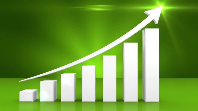 White bar chart with upward arrow
