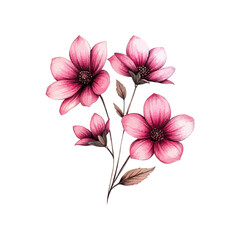 Naklejka premium pink flowers hand drawn vector illustration
