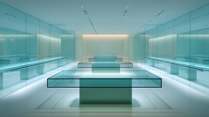 Obraz premium High-tech Laboratory Room With Soft Mint Walls and Glass Tables Designed for Research and Innovation