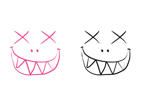 Evil joker smile symbol, monster grin design, vector illustration, isolated on transparent background