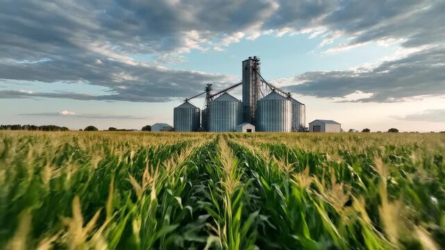 Cornfield with Grain Silos
