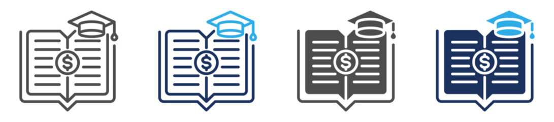 business education icon sheet with multi concept