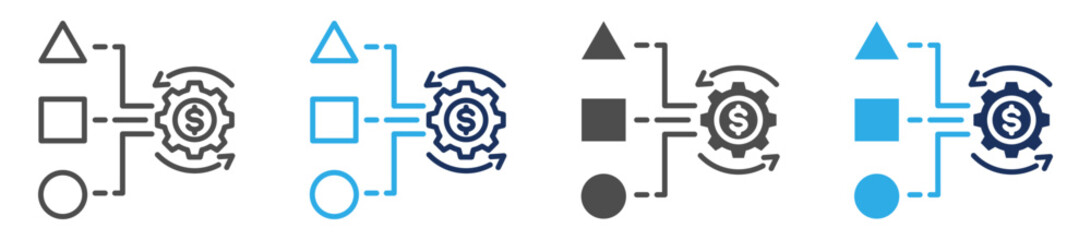 business simulation icon sheet with multi concept