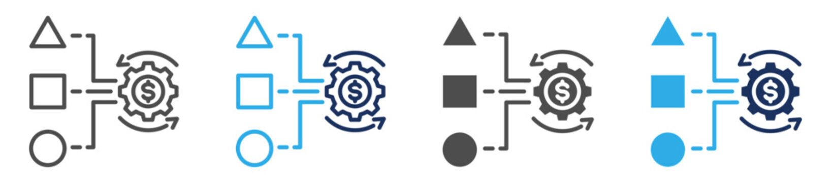 business simulation icon sheet with multi concept