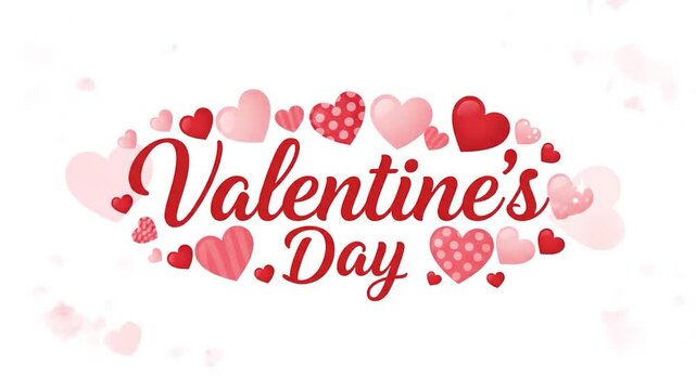 A Valentine's Day graphic with various hearts and cursive text on a white backdrop