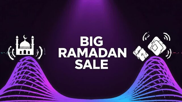 Big Ramadan Sale sparkling golden diamond text 3D render with luxury chain background Islamic holiday celebration event marketing poster