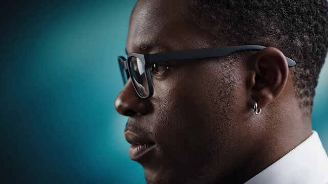 Closeup of a man wearing glasses
