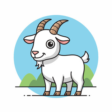 Smiling Goat Cartoon Character