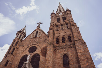 Fototapeta premium Medellin, Antioquia-Colombia. March 9, 2024. The Church of the Sacred Heart of Jesus is a Colombian temple of Catholic worship dedicated to the Sacred Heart of Jesus.