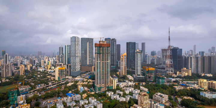 Mumbai city skyline showing rapid urban development and urbanization