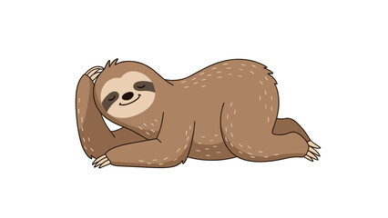 Obraz premium Cartoon Sloth Lying on its Back.