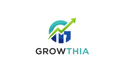 GROWTHIA Logo Design with Arrow Graph.