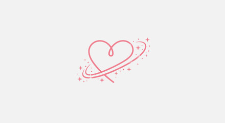 Hand drawn pink heart illustration design.