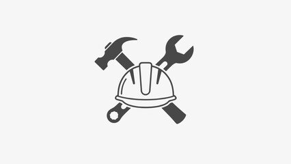 Hard Hat with Hammer and Wrench.