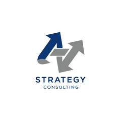 Abstract logo with two intertwined arrows representing strategy and consulting.