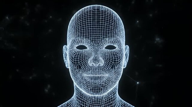 Biometric Facial Mesh Wireframe Animation for AI Identity Verification