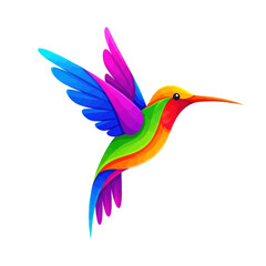 Obraz premium Vibrant Rainbow Hummingbird in Flight - Colorful Bird Illustration