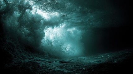 Obraz premium Submerged Tidal Energy Turbine Beneath Churning Ocean Waves Harnessing Powerful Marine Currents