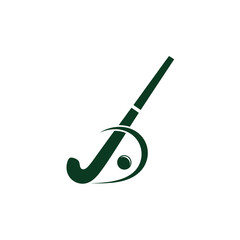Field Hockey Stick and Ball Icon - Sport Game Equipment Vector Graphic