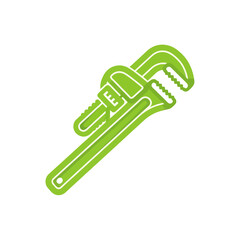 Green Pipe Wrench Icon - Plumbing Tool Vector Graphic
