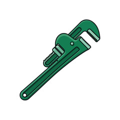Green Pipe Wrench Tool Isolated on White Background