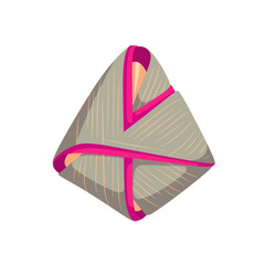 Hand-drawn illustration of a zongzi, traditional Chinese rice dumpling, isolated on white background