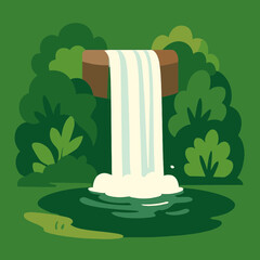 Scenic Waterfall Flat Vector Landscape © Bima