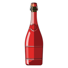 Red Champagne Bottle with Swing Top Cap, Celebration Drink Illustration