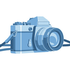 Retro SLR Camera with Lens and Strap, Vintage Photography Equipment