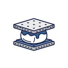 Simple S'more Flat Icon: Graham Cracker, Marshmallow, Chocolate