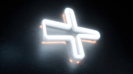 Obraz premium Minimal Abstract Medical Decision Symbol Glows in Dark Space Creating a Striking Visual Effect for Health and Technology Themes