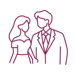 Romantic Couple Line Icon, Wedding and Engagement Love Illustration for Valentine&rsquo;s Day, Marriage Ceremony, Relationship Branding, Social Media, UI, Invitations and Digital Marketing.
