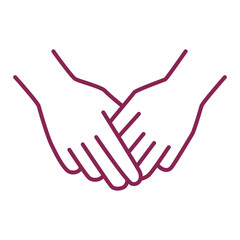 Cute Holding Hands Icon in Flat Line Style, Romantic Love and Valentine&rsquo;s Day Symbol Illustration for Wedding, Engagement, Relationship, Social Media, UI and Digital Marketing.