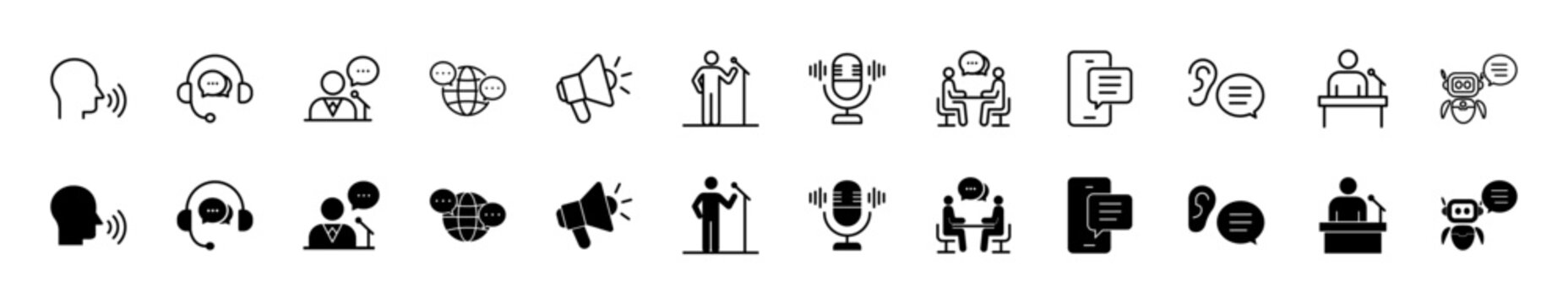 Speaking icon set. Vector illustration.
