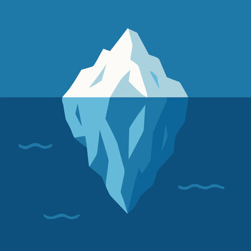 Iceberg in Ocean Flat Vector