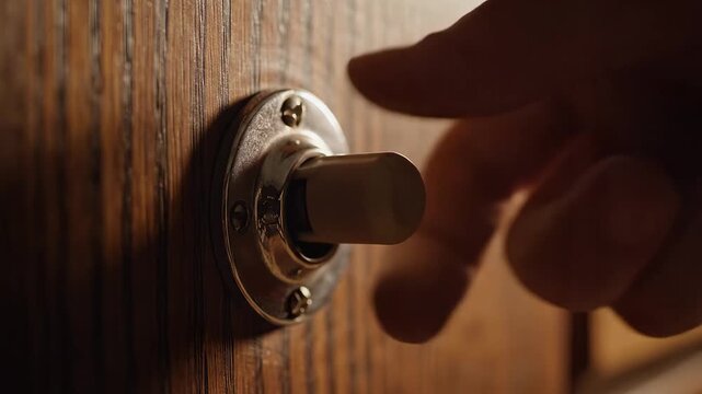 Closeup of a wooden wall switch
