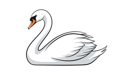 Naklejka premium White Swan Illustration with Orange Beak.